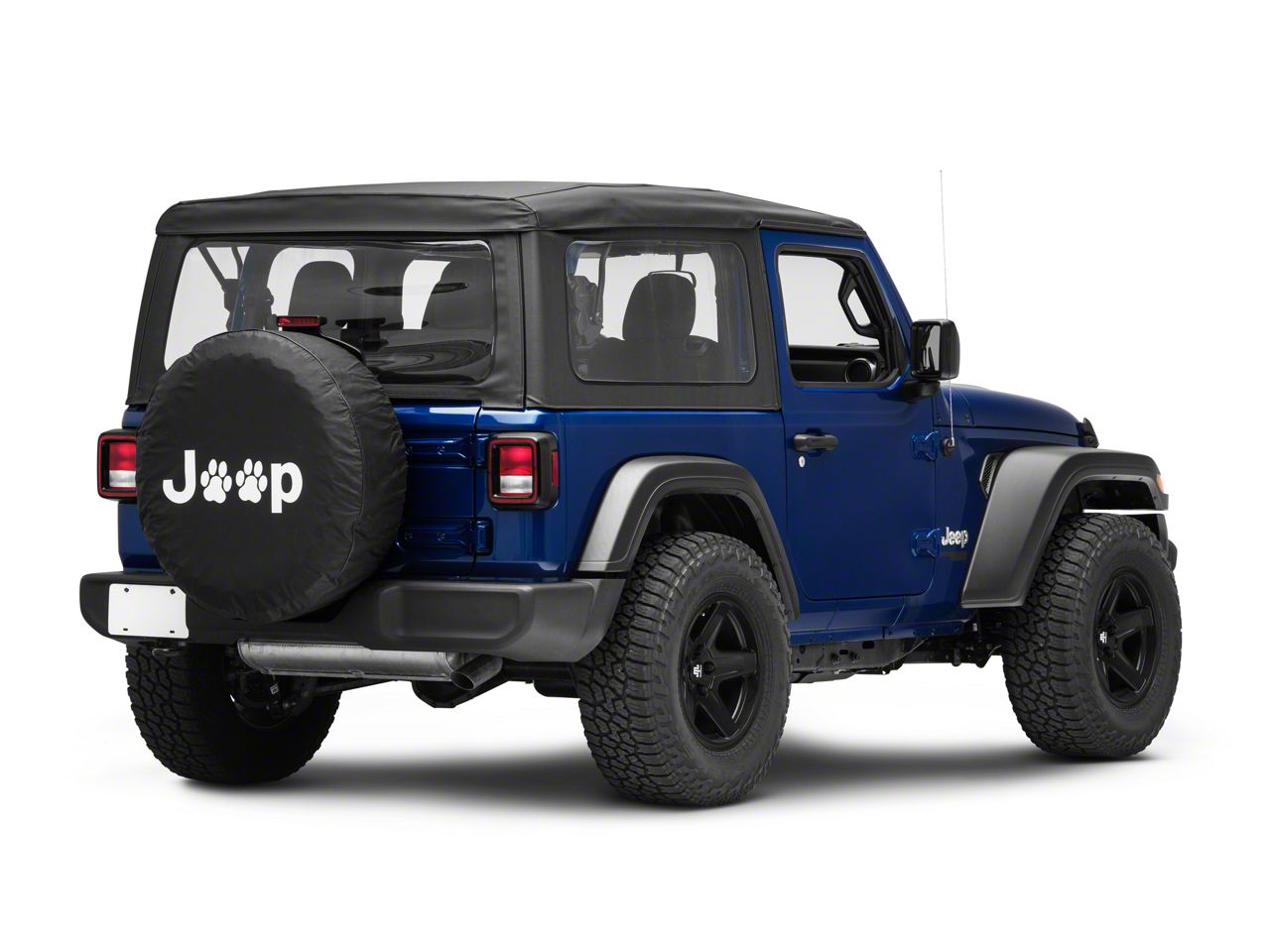 Jeep Wrangler Jeep Paw Spare Tire Cover; Black (66-18 Jeep CJ5, CJ7, Wrangler  YJ, TJ  JK)