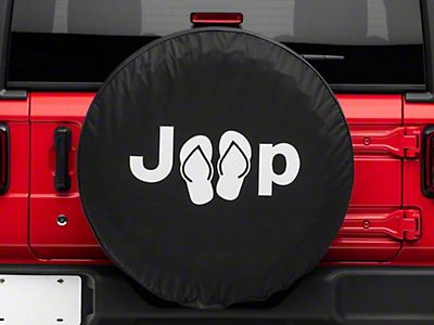 Jeep Wrangler Jeep Sandals Spare Tire Cover; Black (66-18 Jeep CJ5, CJ7, Wrangler  YJ, TJ & JK)