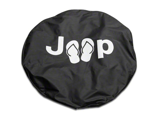 Jeep Sandals Spare Tire Cover with Camera Port; Black (18-24 Jeep Wrangler JL)