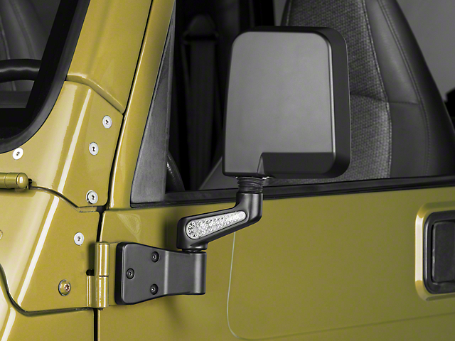 Rugged Ridge Heated Door Mirrors with LED Turn Signals; Black (87-02 Jeep Wrangler YJ & TJ)