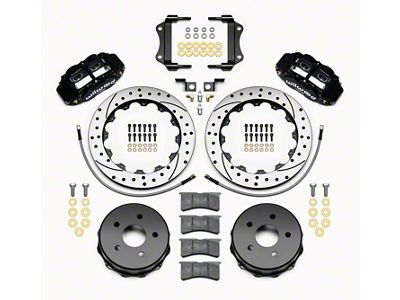 Wilwood Superlite 4R Rear Big Brake Kit with 12.88-Inch Drilled and Slotted Rotors; Black Calipers (07-18 Jeep Wrangler JK)