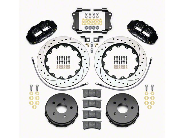Wilwood Superlite 4R Rear Big Brake Kit with 14-Inch Drilled and Slotted Rotors; Black Calipers (07-18 Jeep Wrangler JK)