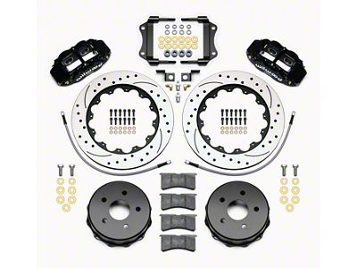 Wilwood Superlite 4R Rear Big Brake Kit with 14-Inch Drilled and Slotted Rotors; Black Calipers (07-18 Jeep Wrangler JK)