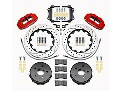 Wilwood Superlite 4R Rear Big Brake Kit with 14-Inch Drilled and Slotted Rotors; Red Calipers (07-18 Jeep Wrangler JK)
