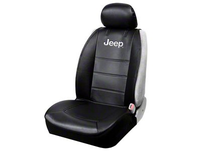 Sideless Seat Cover with Jeep Logo; Black (Universal; Some Adaptation May Be Required)