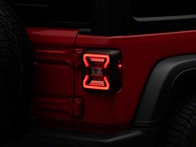 Raxiom Jeep Wrangler LED Tail Lights; Black Housing; Red Lens J132754-JL  (18-23 Jeep Wrangler JL w/ Factory Halogen Tail Lights) - Free Shipping