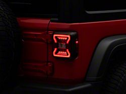 Raxiom LED Tail Lights; Black Housing; Red Lens (18-23 Jeep Wrangler JL w/ Factory Halogen Tail Lights)