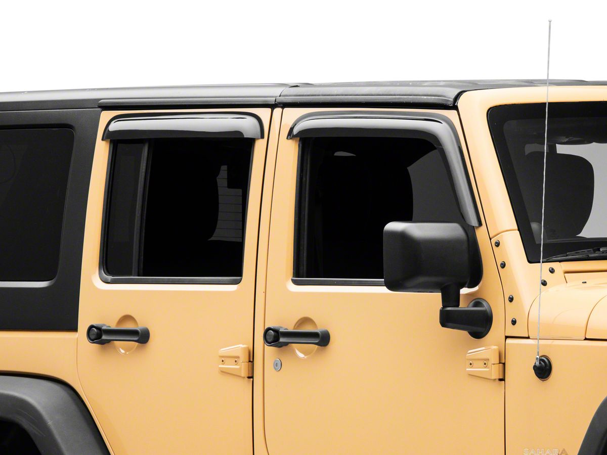 RedRock Jeep Wrangler Window Deflectors; Front and Rear; Smoked J132762 (07-18  Jeep Wrangler JK 4-Door) - Free Shipping