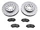 RedRock Cross-Drilled and Slotted Brake Rotor and Pad Kit; Front (18-24 Jeep Wrangler JL)