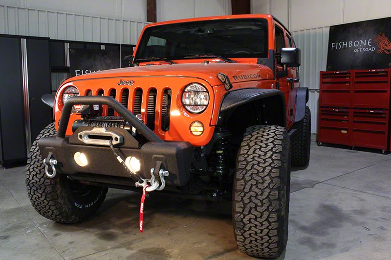 Fishbone Offroad Jeep Wrangler Stubby Front Winch Bumper w/ Tube Guard