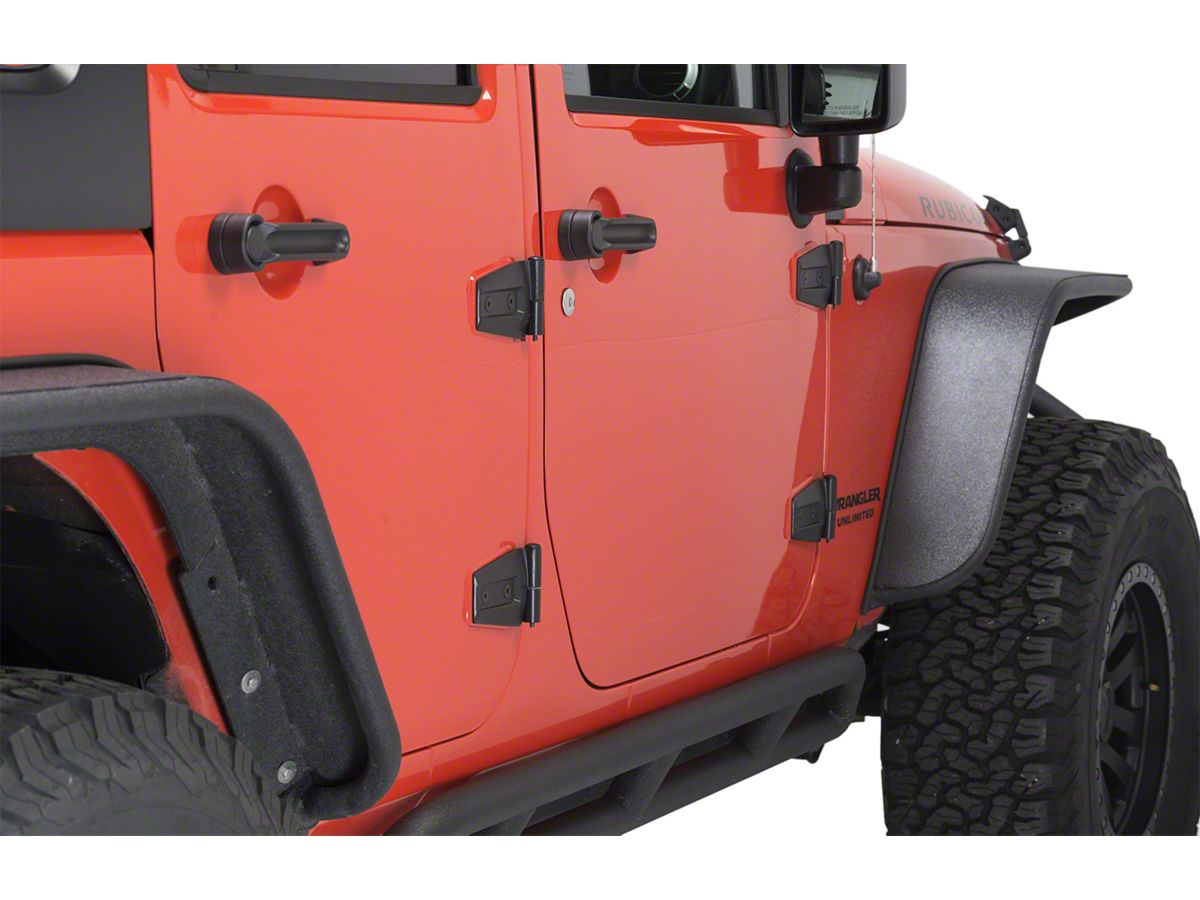 Jeep Wrangler Door Hinge Set; Textured Black (07-18 Jeep Wrangler JK 2-Door)  - Free Shipping