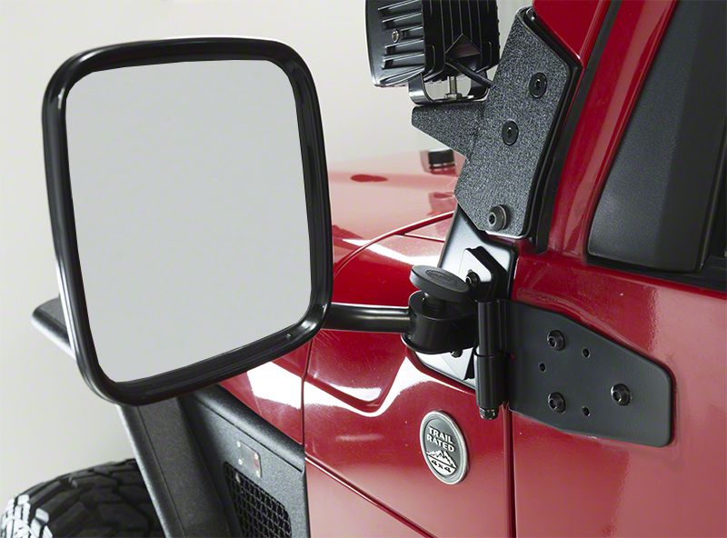 E-Z Detach Mirrors; Gloss Black (97-18 Jeep Wrangler TJ & JK)