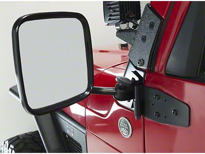 E-Z Detach Mirrors; Gloss Black (97-18 Jeep Wrangler TJ & JK)