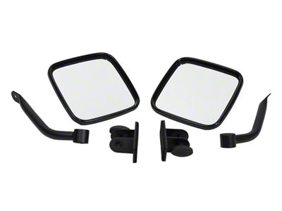 E-Z Detach Mirrors; Textured Black (97-18 Jeep Wrangler TJ & JK)