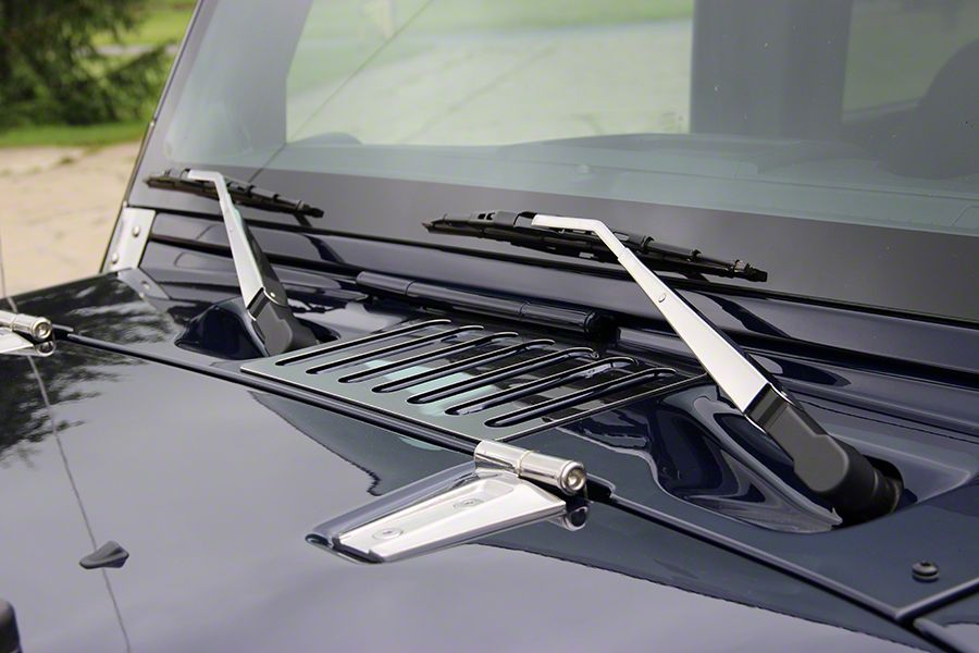 Jeep Wrangler Hood Hinges; Polished (0718 Jeep Wrangler JK)