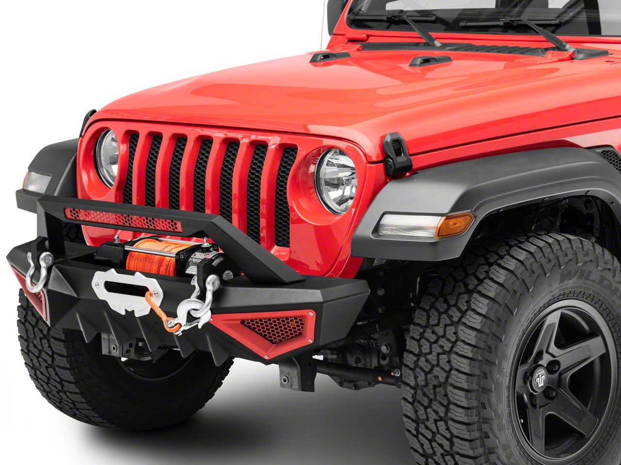 Barricade Jeep Wrangler X-Series Front Bumper; Red Inserts J133198-JL ...