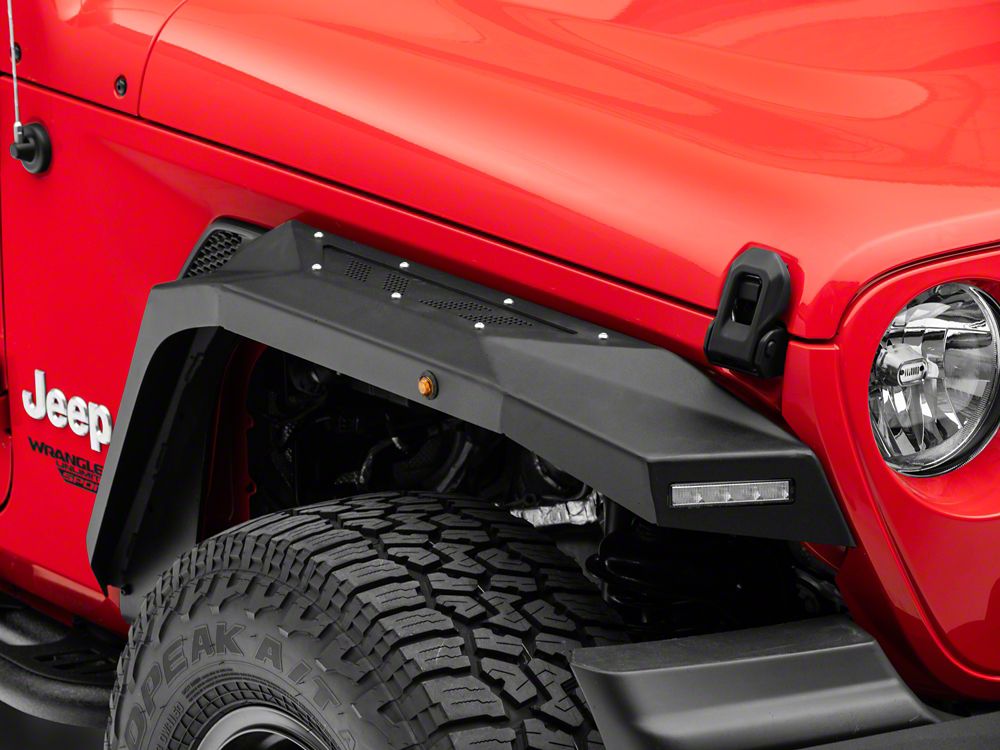 Barricade X-Series Fender Flares with LED DRL and Marker Lights; Black Inserts (18-24 Jeep Wrangler JL)