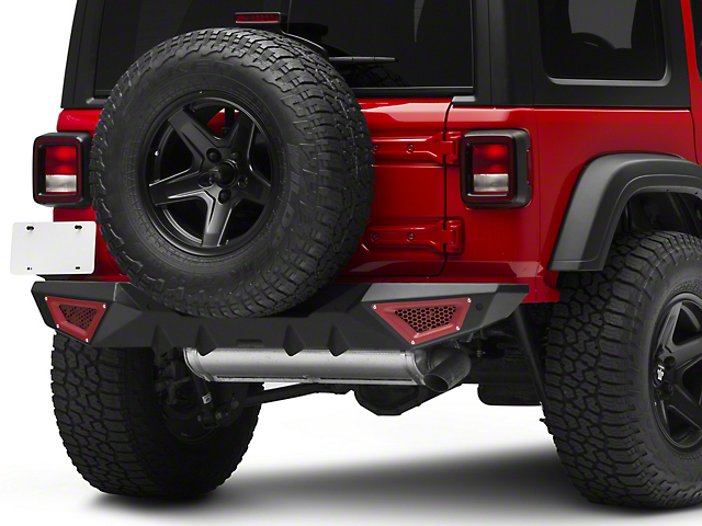 Barricade X-Series Rear Bumper; Red Inserts (18-23 Jeep Wrangler JL)