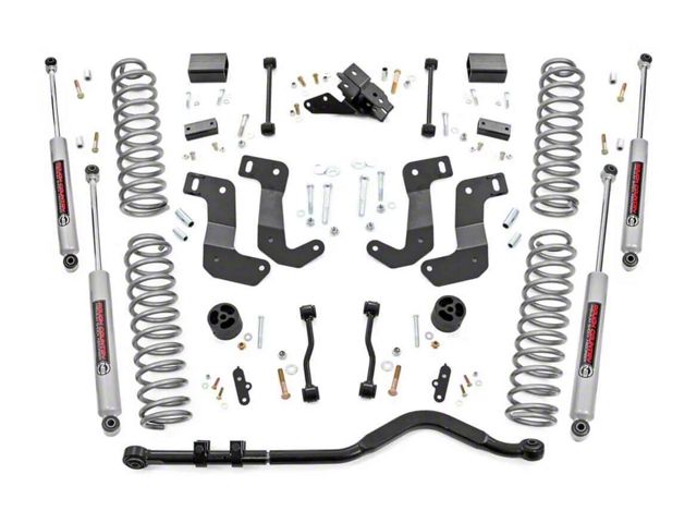 Rough Country 3.50-Inch Control Arm Drop Suspension Lift Kit with Premium N3 Shocks (18-24 Jeep Wrangler JL 2-Door)