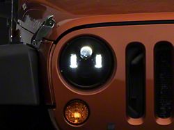 Rough Country 7-Inch LED Projector Headlights; Black Housing; Clear Lens (97-18 Jeep Wrangler TJ & JK)