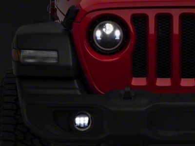 Quake LED Tempest 9-Inch HD Headlights and 4-Inch Fog Lights; Black Housing; Clear Lens (18-24 Jeep Wrangler JL)