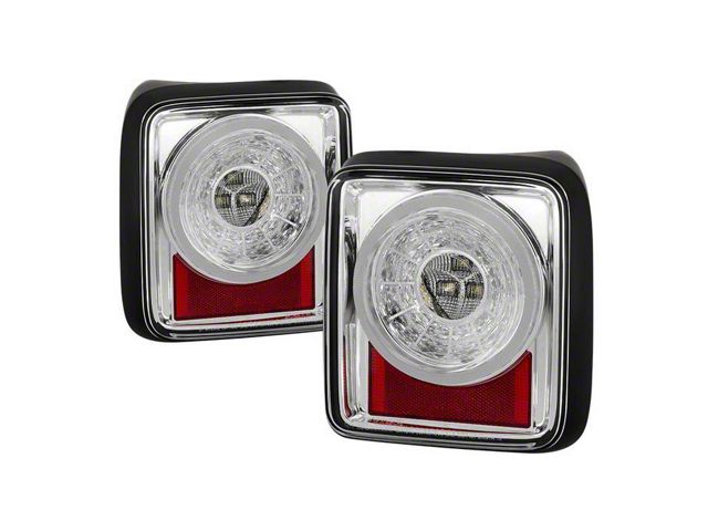 Sequential LED Tail Lights; Chrome Housing; Clear Lens (18-24 Jeep Wrangler JL)