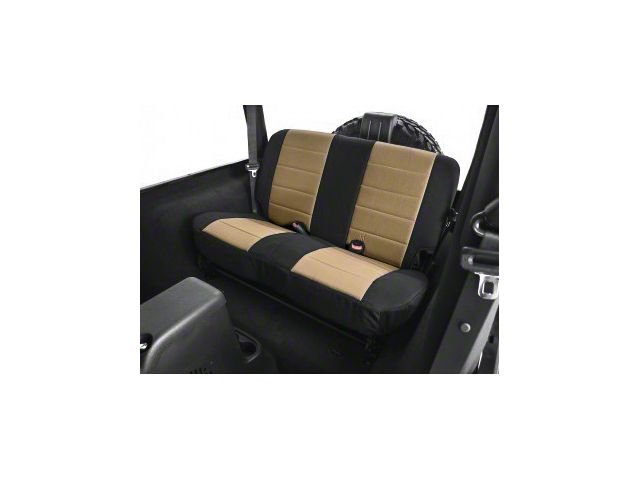 Rugged Ridge Neoprene Rear Seat Cover; Black/Tan (03-06 Jeep Wrangler TJ)