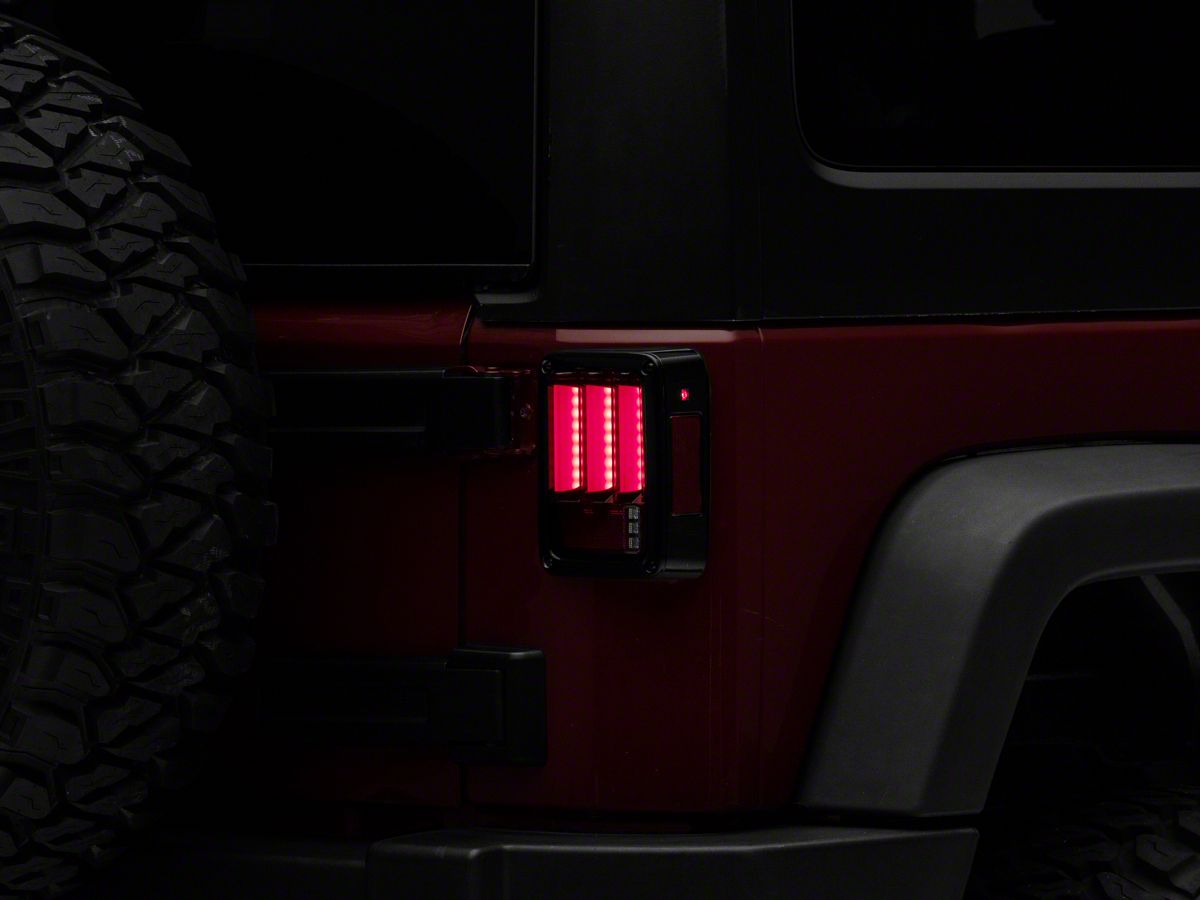 Jeep Wrangler Version 2 Light Bar Sequential LED Tail Lights; Red Clear  (07-18 Jeep Wrangler JK)