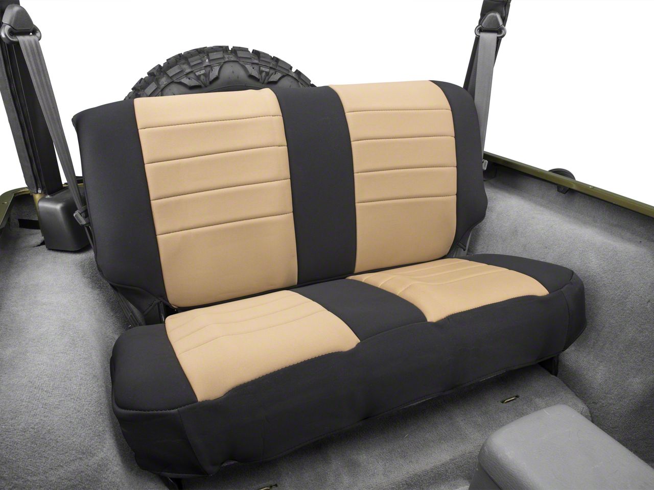 Rugged Ridge Jeep Wrangler Neoprene Rear Seat Cover Tan/Black 13261.04  (97-02 Jeep Wrangler TJ)