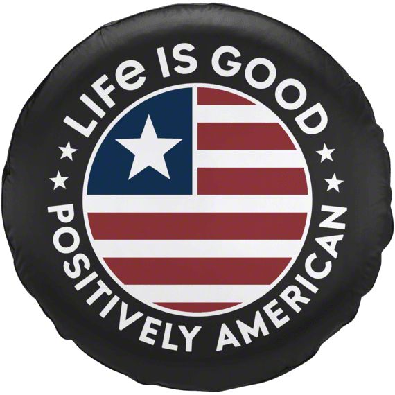 Life is Good Jeep Wrangler Positively American Coin Spare Tire Cover  J133517 (66-18 Jeep CJ5, CJ7, Wrangler YJ, TJ  JK) Free Shipping
