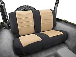 Rugged Ridge Neoprene Rear Seat Cover; Black/Tan (97-02 Jeep Wrangler TJ)