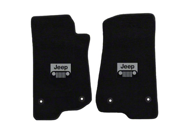 Lloyd All-Weather Carpet Front Floor Mats with Jeep Grille Logo; Black (18-24 Jeep Wrangler JL)