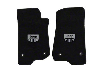 Lloyd All-Weather Carpet Front Floor Mats with Jeep Grille Logo; Black (18-23 Jeep Wrangler JL)