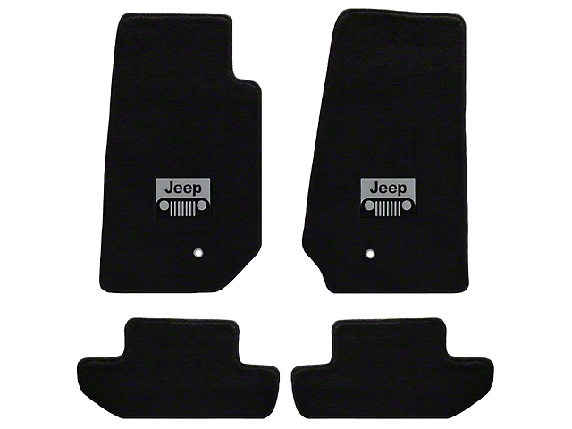 Lloyd All-Weather Carpet Front and Rear Floor Mats with Jeep Grille Logo; Black (07-10 Jeep Wrangler JK 2-Door)