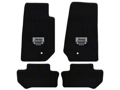 Lloyd All-Weather Carpet Front and Rear Floor Mats with Jeep Grille Logo; Black (11-13 Jeep Wrangler JK 2-Door)