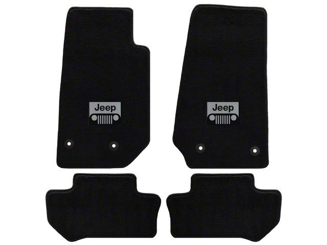 Lloyd All-Weather Carpet Front and Rear Floor Mats with Jeep Grille Logo; Black (14-18 Jeep Wrangler JK 2-Door)