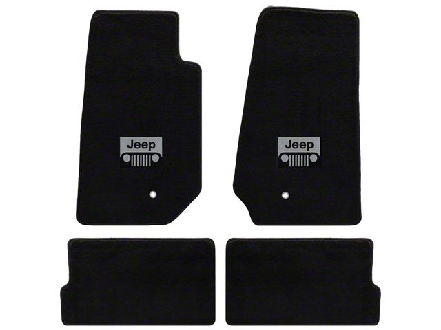 Lloyd All-Weather Carpet Front and Rear Floor Mats with Jeep Grille Logo; Black (07-13 Jeep Wrangler JK 4-Door)