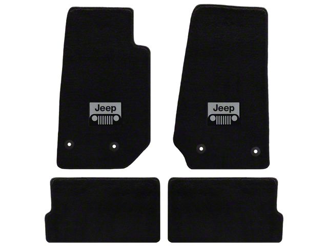 Lloyd All-Weather Carpet Front and Rear Floor Mats with Jeep Grille Logo; Black (14-18 Jeep Wrangler JK 4-Door)