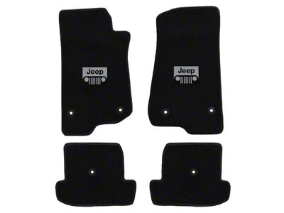 Lloyd All-Weather Carpet Front and Rear Floor Mats with Jeep Grille Logo; Black (18-23 Jeep Wrangler JL 2-Door, Excluding 4xe)
