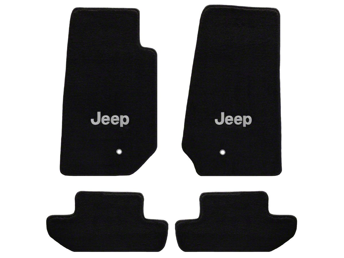 2 piece Classic Logo Black Front Rubber Floor Mats set Universal-fit for Jeep 