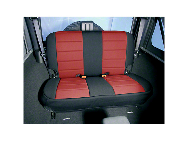 Rugged Ridge Neoprene Rear Seat Cover; Black/Red (03-06 Jeep Wrangler TJ)