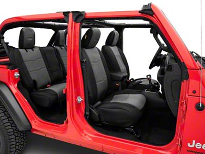 Smittybilt GEN2 Neoprene Front and Rear Seat Covers; Black/Charcoal (18-23 Jeep Wrangler JL 4-Door)