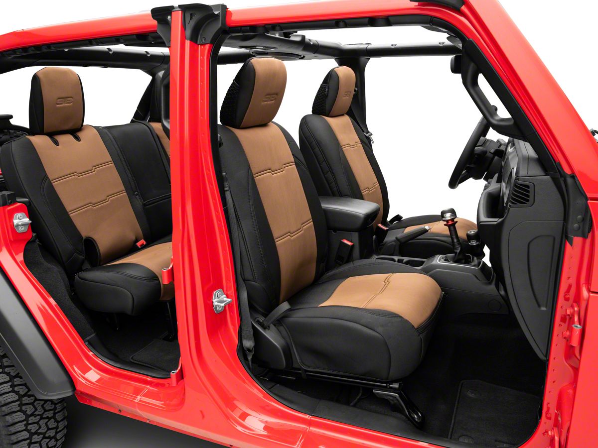 Smittybilt Jeep Wrangler Gen2 Neoprene Front And Rear Seat Covers Black Tan 577125 18 22 Jl 4 Door Free - 2008 Jeep Wrangler Waterproof Seat Covers