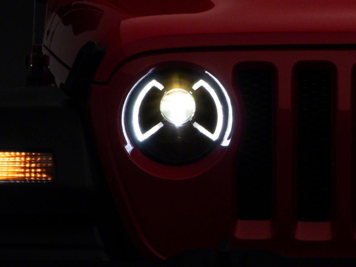 Raxiom Jeep Wrangler LED Projector Headlights; Black Housing; Clear Lens  J133627 (18-23 Jeep Wrangler JL) - Free Shipping