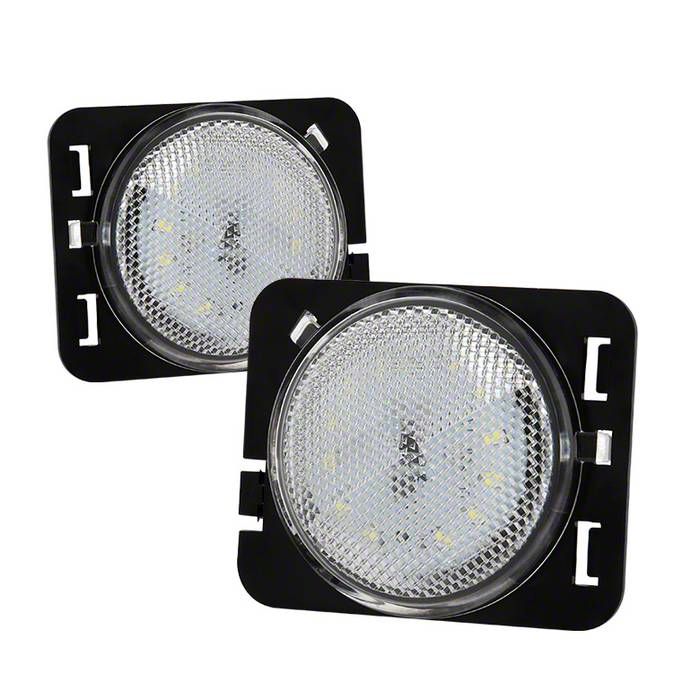 Jeep Wrangler LED Front Fender Side Marker Lights; Chrome (0718 Jeep