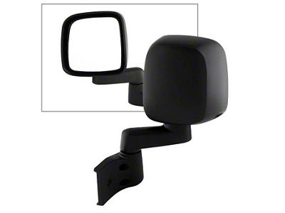 OE-Style Manual Mirror; Driver Side; Black (03-06 Jeep Wrangler TJ)