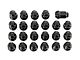Black 6-Spline Lug Nut Kit; 14mm x 1.5; Set of 23 (18-24 Jeep Wrangler JL)