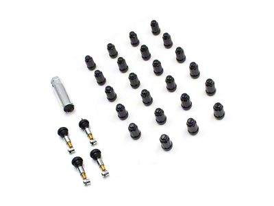 Black 6-Spline Lug Nut Kit; 1/2-Inch x 20; Set of 23 (76-18 Jeep CJ5, CJ7, Wrangler YJ, TJ & JK)