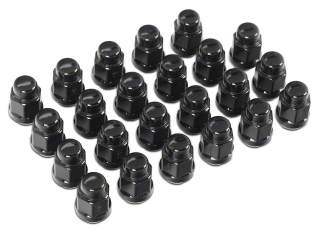 Black Acorn Lug Nut Kit; 13/16-Inch; Set of 23 (18-24 Jeep Wrangler JL)