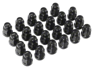 Black Acorn Lug Nut Kit; 13/16-Inch; Set of 23 (18-23 Jeep Wrangler JL)